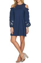 Women's Cece Cold Shoulder Embroidered Shift Dress - Blue