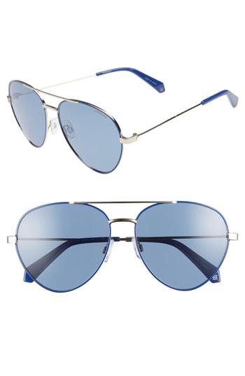 Women's Polaroid 59mm Polarized Aviator Sunglasses - Blue