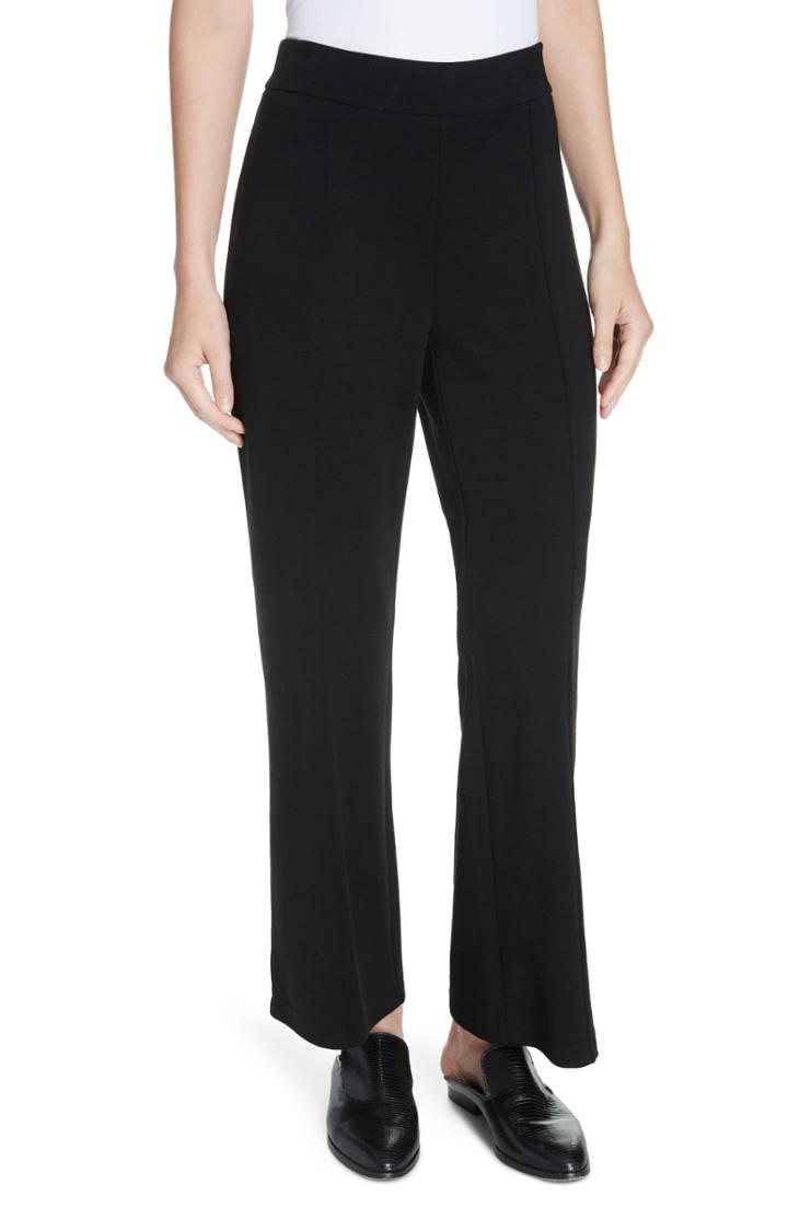 Women's Eileen Fisher Knit Ankle Bootcut Pants, Size - Black
