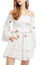 Women's Free People Counting Daisies Embroidered Off The Shoulder Dress - Ivory