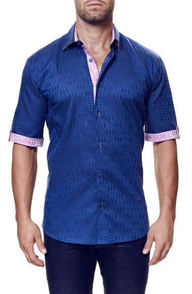 Men's Maceoo 'fresh' Trim Fit Jacquard Short Sleeve Sport Shirt