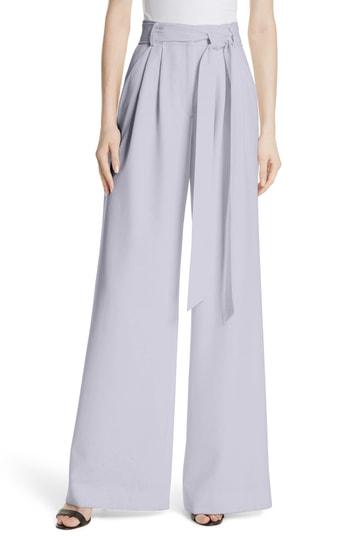 Women's Milly Trapunto Italian Cady Wide Leg Trousers - Blue