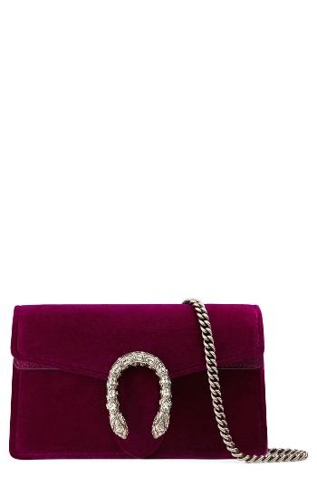Gucci Super Mini Dionysus Velvet Shoulder Bag - Purple