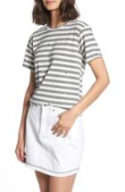 Women's Currently In Love Polka Dot Embroidered Stripe Tee - Grey