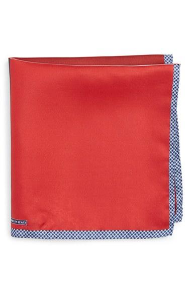 Men's Nordstrom Men's Shop Panel Silk Pocket Square, Size - Red