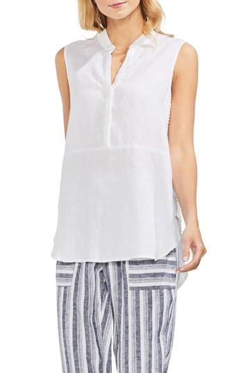 Women's Vince Camuto Bobble Dot Linen Blouse - White