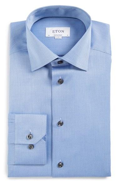 Men's Eton Contemporary Fit Geometric Dress Shirt - Blue