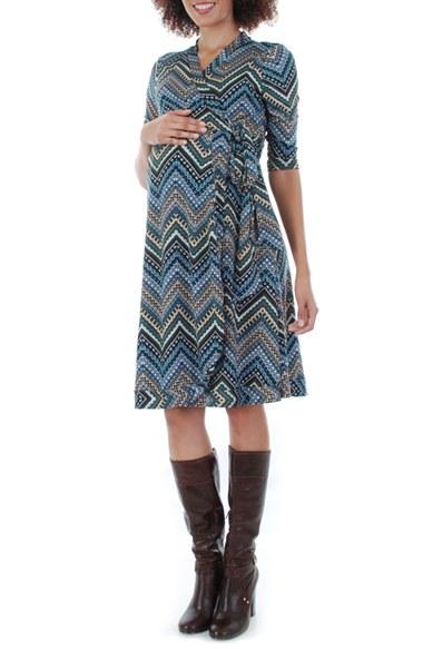 Women's Everly Grey Mila Wrap Maternity/nursing Dress - Blue/green