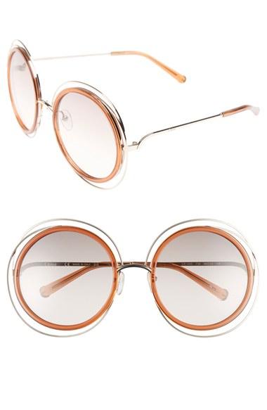 Women's Chloe 'carlina' 58mm Round Sunglasses - Gold/ Caramel