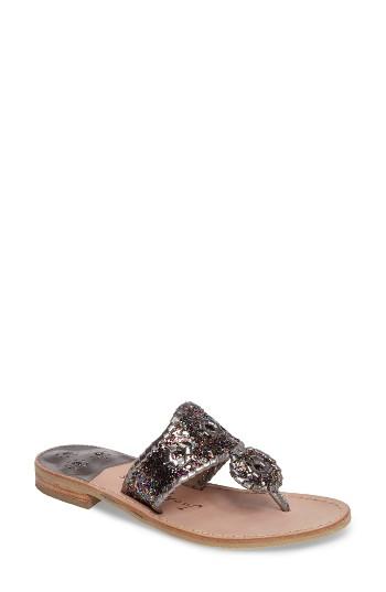 Women's Jack Rogers Cleo Sparkle Whipstitched Sandal .5 M - Metallic