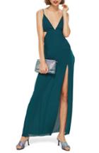 Women's Topshop Cutout Side Maxi Dress Us (fits Like 2-4) - Blue/green