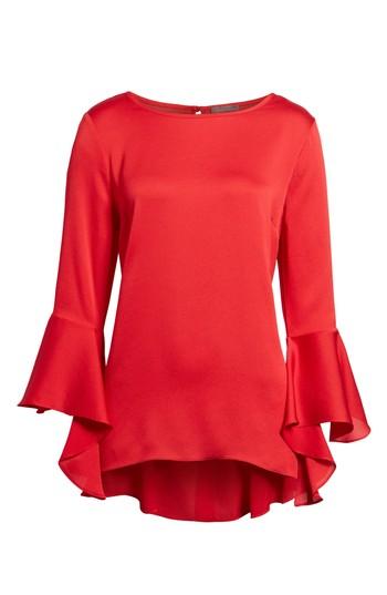 Women's Vince Camuto Bell Sleeve High/low Blouse - Red