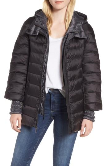 Women's 1 Madison 3-in-1 Layered Packable Quilted Down Coat - Black