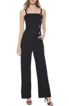 Women's Bardot Button Jumpsuit - Black