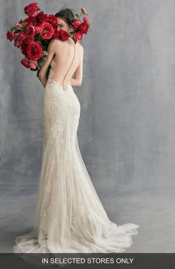 Women's Ines By Ines Di Santo Daisy Illusion V-neck Gown, Size In Store Only - Ivory