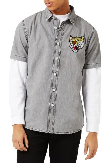 Men's Topman Tiger Badge Shirt