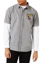 Men's Topman Tiger Badge Shirt