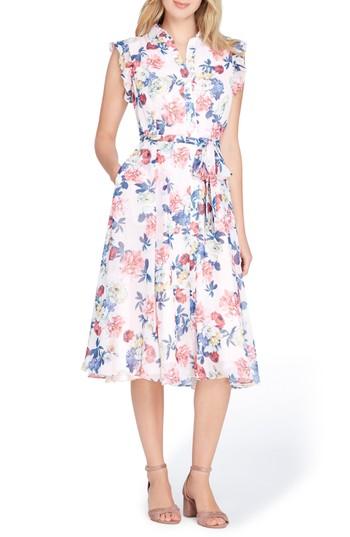 Women's Tahari Floral Chiffon Shirtdress - Pink