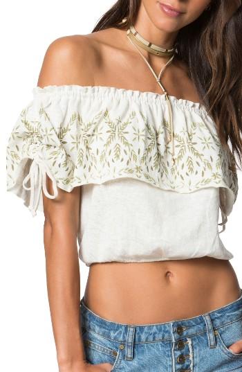 Women's O'neill X Natalie Off Duty Dana Off The Shoulder Knit Crop Top - Ivory