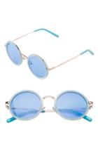 Women's Sunnyside La 48mm Round Sunglasses - Blue/ Silver