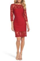 Women's Tadashi Shoji Illusion Pintuck Sheath Dress - Red
