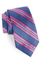 Men's Nordstrom Men's Shop Stripe Silk & Cotton Tie, Size - Blue