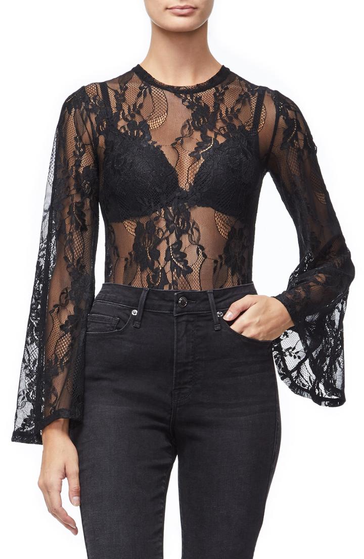 Women's Good American Lace Bell Sleeve Bodysuit