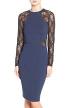 Women's French Connection 'viven' Lace Long Sleeve Sheath Dress - Black