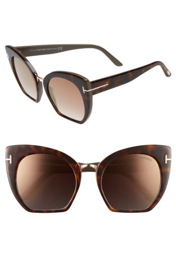 Women's Tom Ford Samantha 55mm Sunglasses - Havana/ Brown Mirror