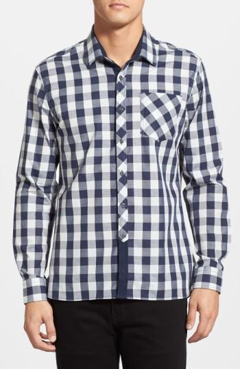 Men's 7 Diamonds 'rip Tide' Trim Fit Check Woven Shirt - Blue