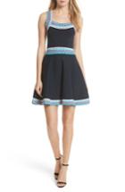 Women's Milly Woven Trim Fit & Flare Dress, Size - Blue