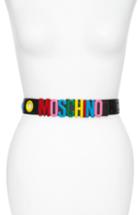 Women's Moschino Logo Plaque & Grommet Belt - Multi