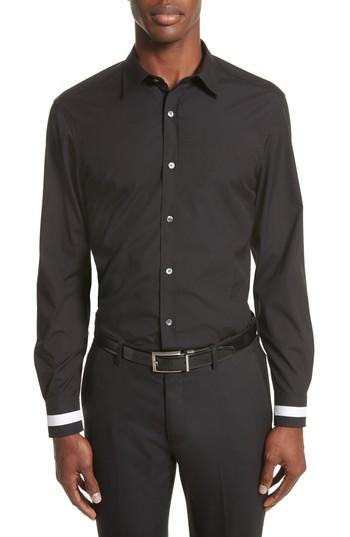 Men's Burberry Reynold Aboyd Slim Fit Contrast Trim Sport Shirt - Black
