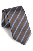 Men's David Donahue Stripe Linen & Silk X-long Tie