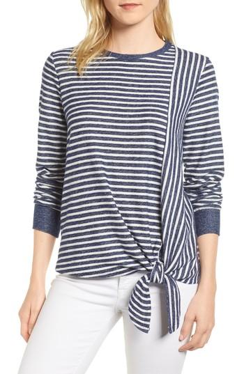 Women's Gibson Tie Front Stripe Top - Blue