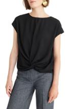 Women's J.crew Drapey Front Knot Top P - Black