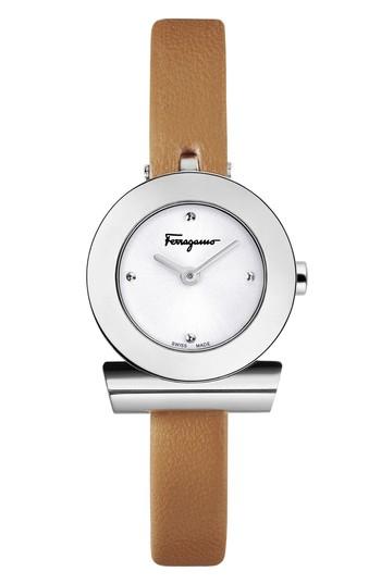 Women's Salvatore Ferragamo Gancino Leather Bracelet Watch, 22mm