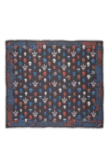 Women's Alexander Mcqueen Heraldic Skull Scarf, Size - Black