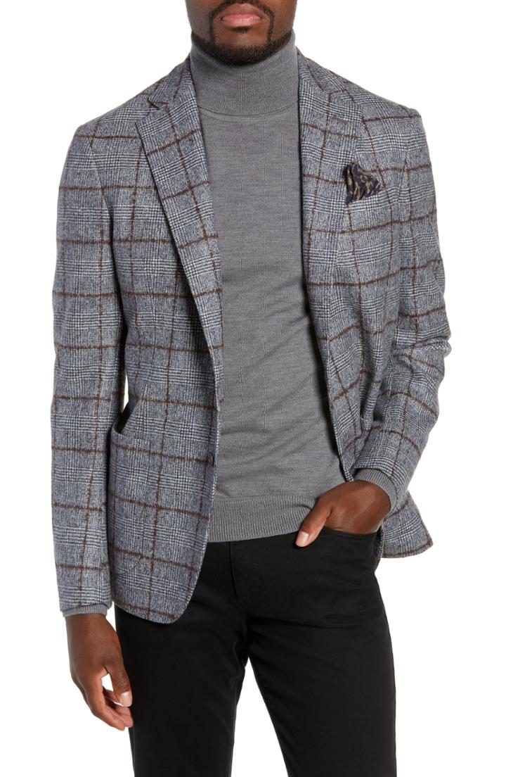 Men's Culturata Trim Fit Plaid Wool Sport Coat