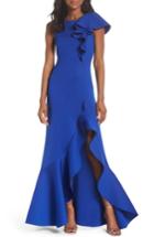 Women's Eliza J Asymmetric Ruffle Gown - Blue