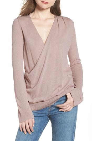Women's Hinge Surplice Sweater, Size - Grey