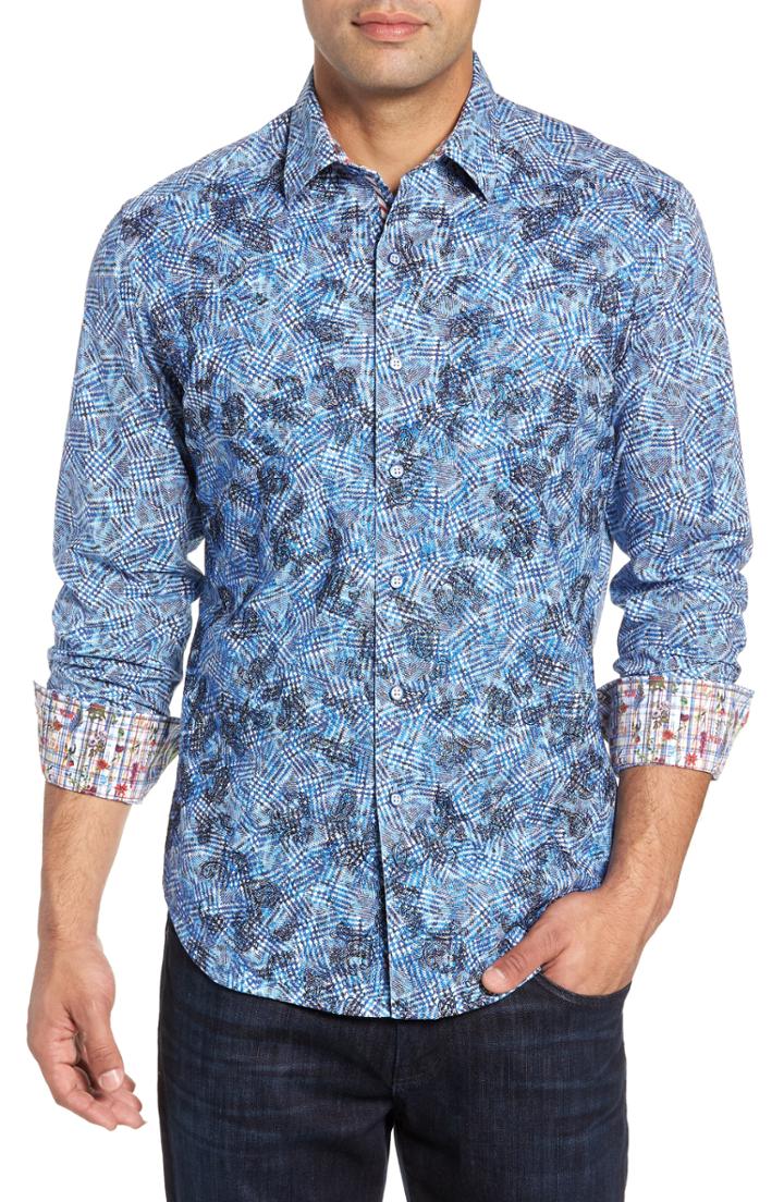 Men's Robert Graham Hutchinson Classic Fit Print Sport Shirt