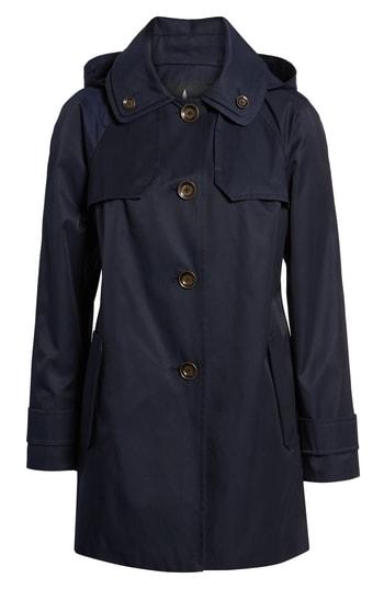 Women's London Fog Removable Hood Rain Coat - Green