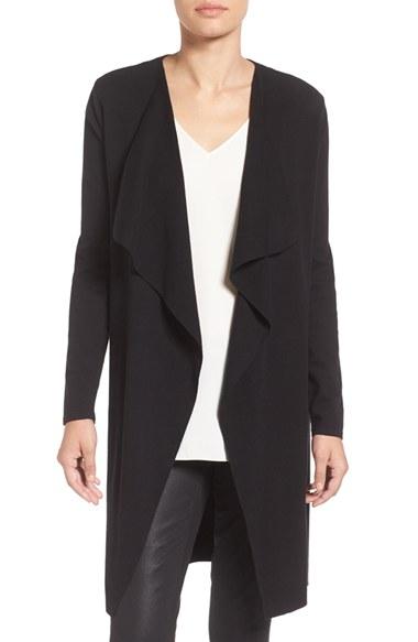 Women's Vince Camuto Drape Front Long Cardigan - Black