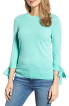 Women's Halogen Tie Sleeve Crewneck Sweater, Size - Green