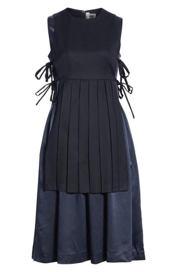 Women's Noir Kei Ninomiya Sleeveless Wool & Satin Dress - Blue