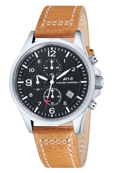 Men's Avi-8 'hawker Harrier Ii' Chronograph Leather Strap Watch, 42mm