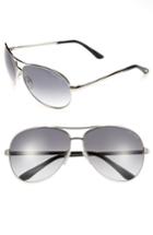 Men's Tom Ford 'charles' 62mm Aviator Sunglasses - Shiny Palladium / Smoke