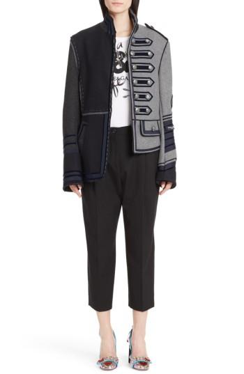 Women's Dolce & Gabbana Wool Blend Patchwork Military Jacket Us / 40 It - Black
