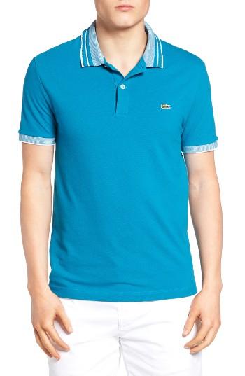Men's Lacoste Semi Fancy Stretch Polo (l) - Blue
